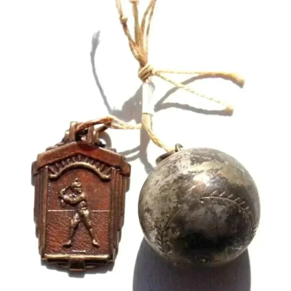 Vintage 1952 3rd Place Metal Baseball W/ Charm Bracelet Or Keychain
